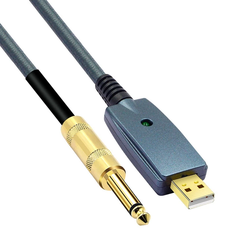 USB To Guitar Cable Interface Male 6.35Mm Jack Electric Accessories Audio Connector Cord Adapter 3Meter | Спорт и развлечения
