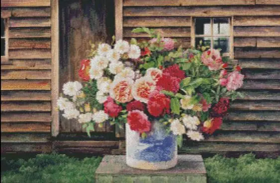 

Набор для вышивки крестиком, 14CT, с романтическими свежими цветами