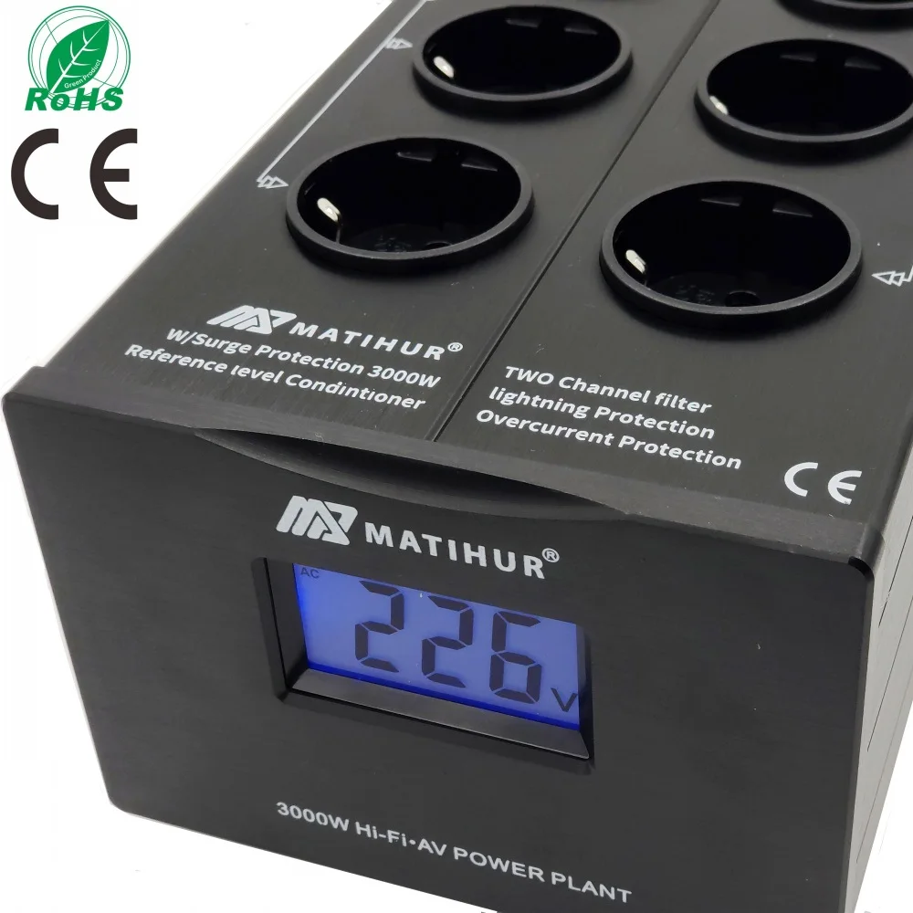 hifi matihur m tr80 audio noise ac power filter power conditioner power purifier surge protection with eu outlets power strip free global shipping