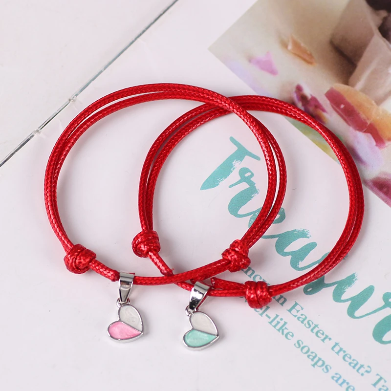 Комплект из 2 предметов браслет с надписью Good Friend розовый синий белая подвеска в