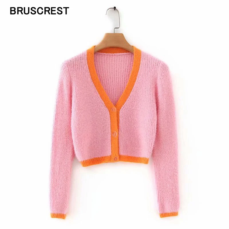 Зимний укороченный свитер женские укороченные кардиганы желтые и розовые