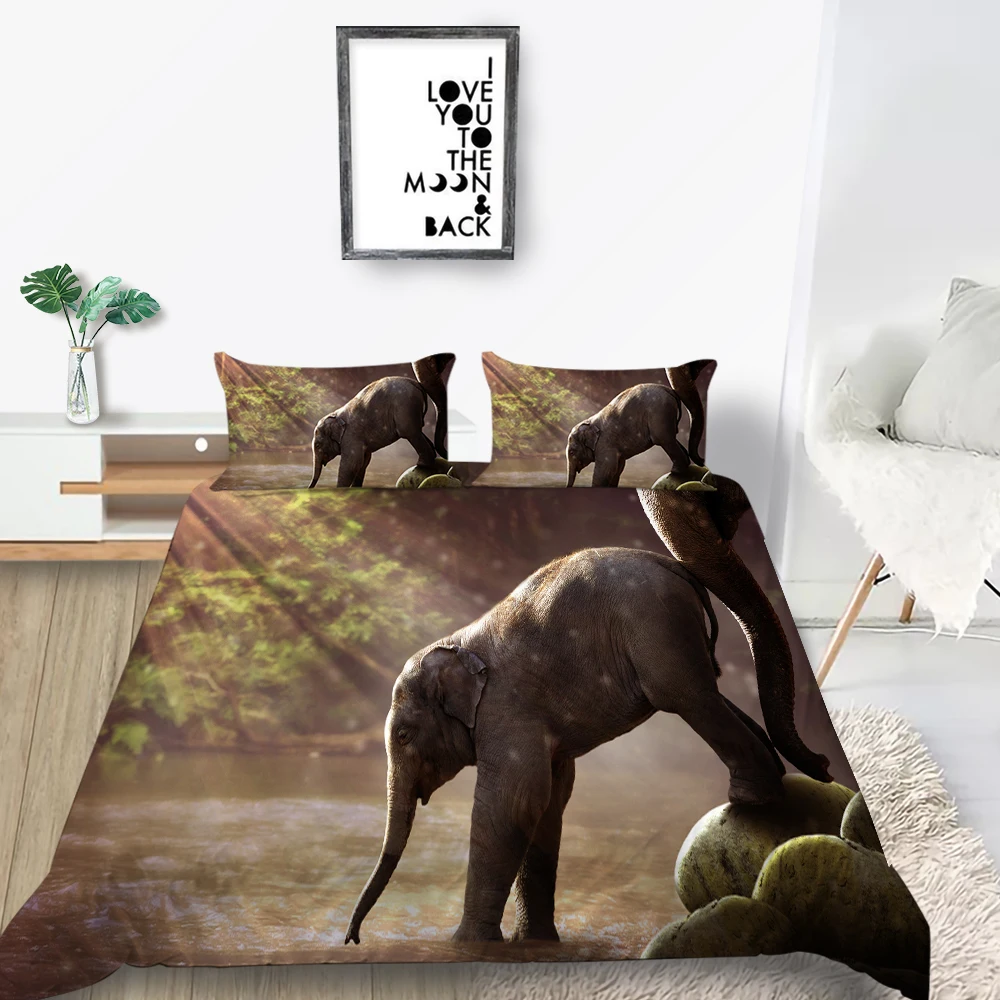 Комплект постельного белья с изображением слонов модный Семейный комплект