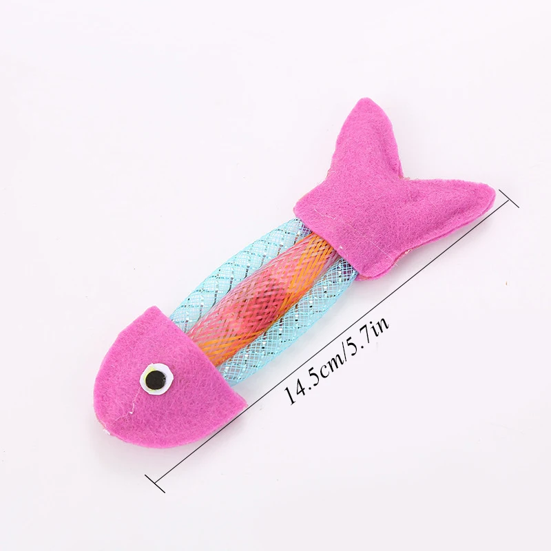 

Catnip Toy Pet Cat Funny Fish Shaped Hose Spring Colorful Non-woven Fabric Throwing Toys Cats Kitten Interactive Playing Toys