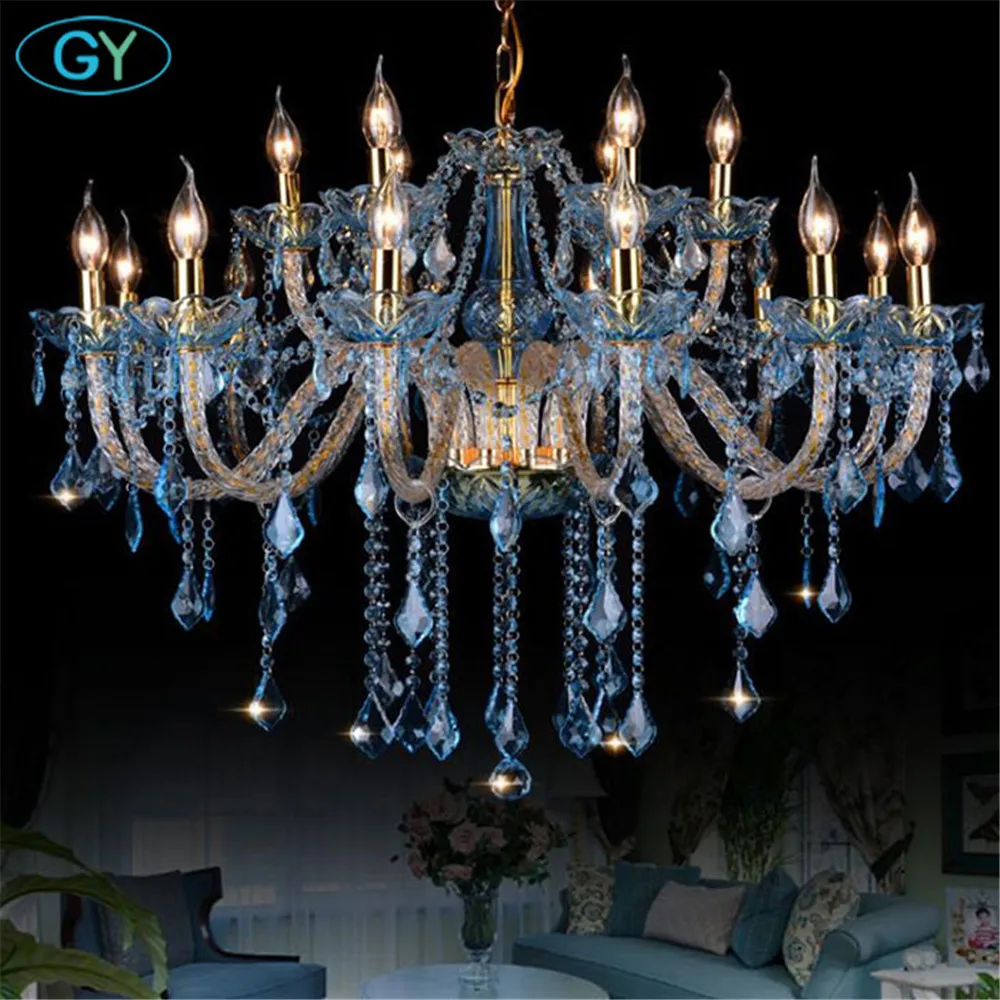 Современная люстра Lustre Хрустальные люстры светло голубые стеклянные De Cristal