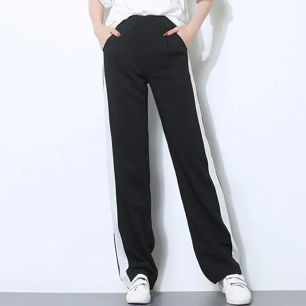 Женские весенне-летние брюки с эластичной резинкой на талии 2019 широкие прямые