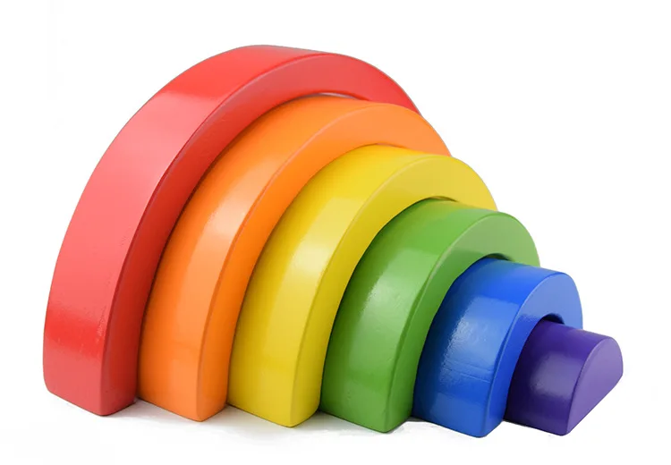 Children Baby Toys Large Rainbow Stacker Wooden For Kids Creative Building Blocks Montessori Educational Toy | Игрушки и хобби