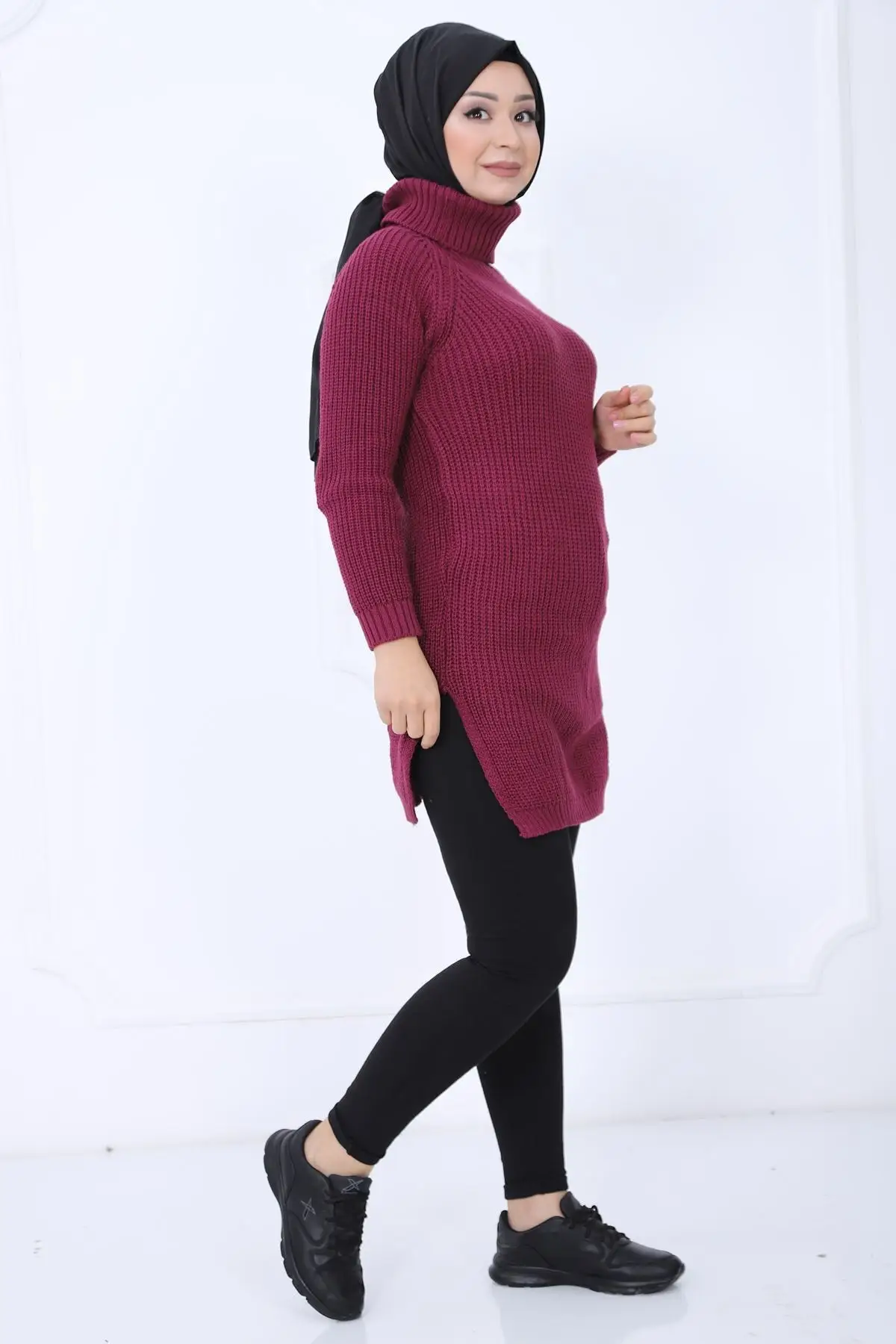 

The turtlenecks Women's Knitwear Sweater Plum slit taylor Women Muslim Sweater