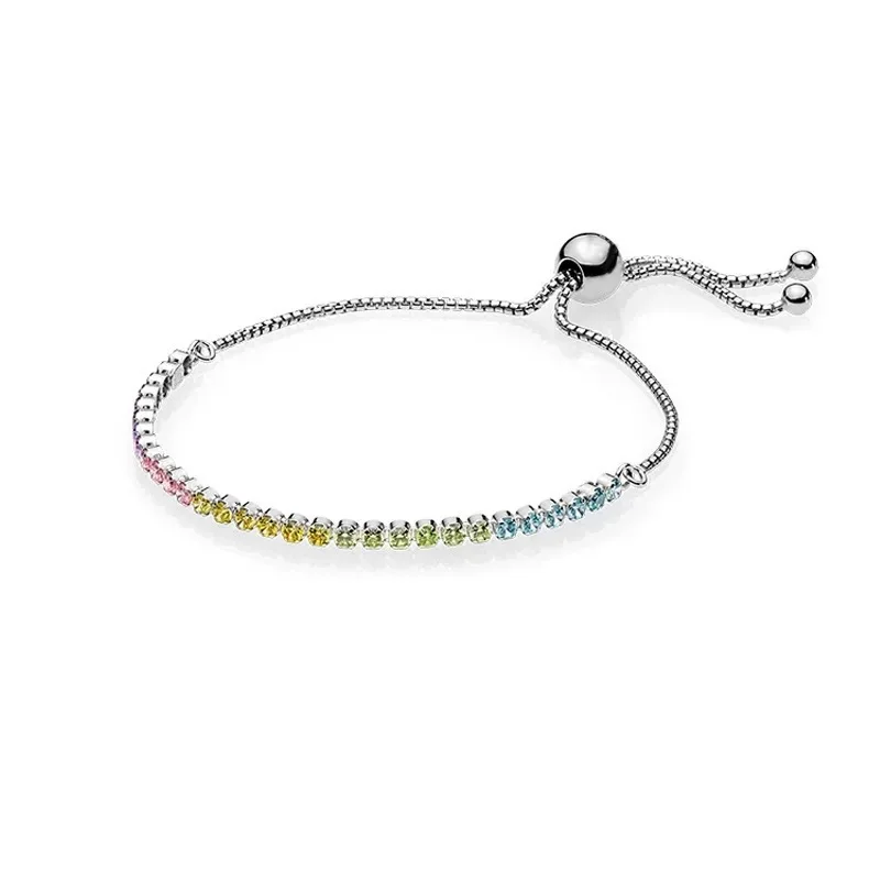 

The new 100% 925 sterling silver bracelet fits the classic DIY jewelry of women's original Pando adjustable sparkly bracelet