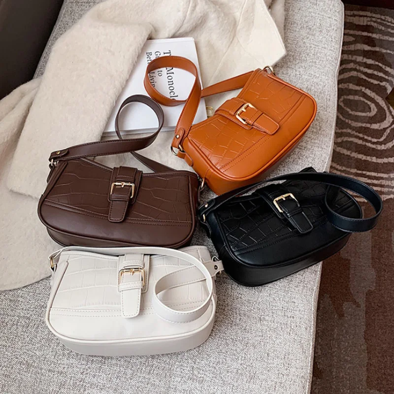 

New PU Leather Shoulder Bags for Women 2021 Spring Design High Quality Crossbody Bag Lady Underarm Bag