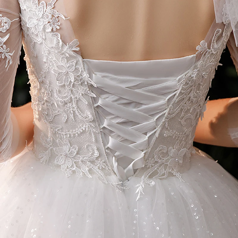 

Sequins Embroidery High Neck Wedding Dress Backless Half Sleeve Elegant Plus Size Wedding Gowns For Women Vestidos De Novia G167
