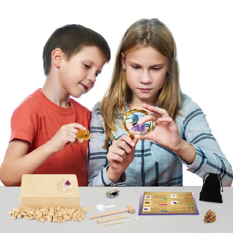 Gemas del tesoro pirata de cristal para excavaci&oacute;n, juguetes creativos de exploraci&oacute;n y miner&iacute;a para ni&ntilde;os, fossil arqueol&oacute;gico, DIY-4