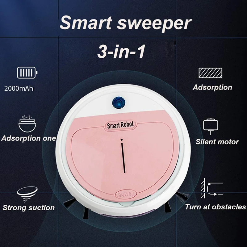 Робот пылесос 3 в 1 перезаряжаемый автоматический умный с функцией очистки краев