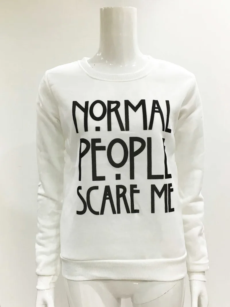 Letter Normal People Scare Me Hoodies Sweatshirts 2019 Women Casual Kawaii Harajuku New Sweat Punk Clothing European Tops Korean