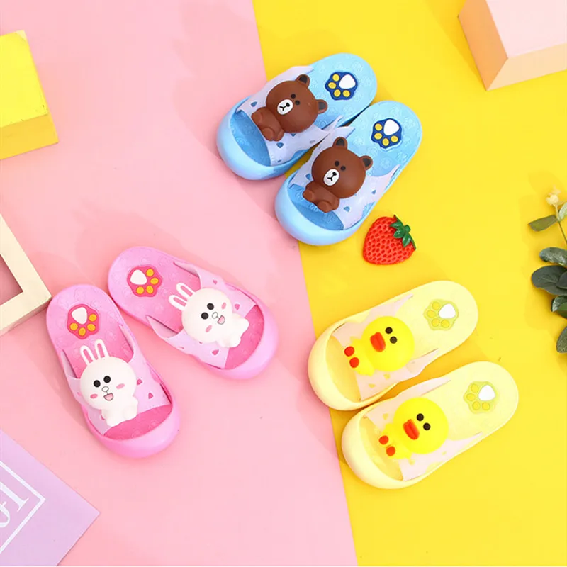 Детские тапочки для мальчиков и девочек Обувь с рисунком кролика фруктов