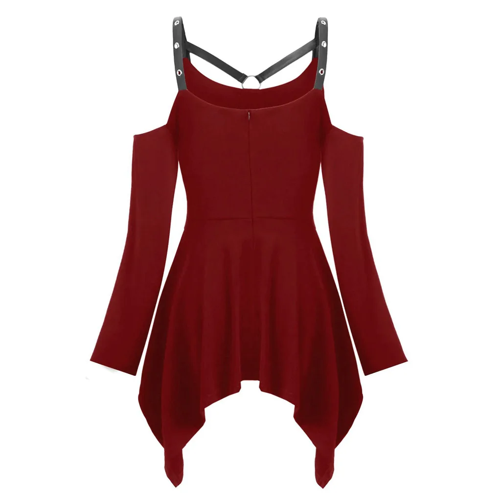 Винтажное готическое платье женское мини в стиле панк с открытыми плечами и