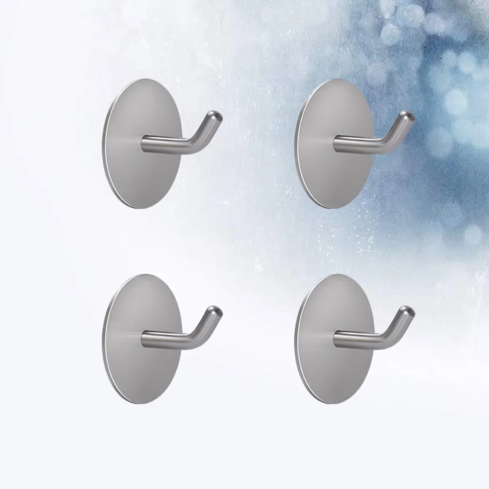 

4pcs Self Adhesive Wall Hook Stainless Steel Hooks Seamless Stick Hook Multifunctional Wall Hanger for Home Bathroom Kitchen