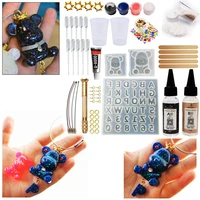 diy epoxy resin gummy bear with letters molds jewelry making tool kit with resin ab glue key chain kit diy gift