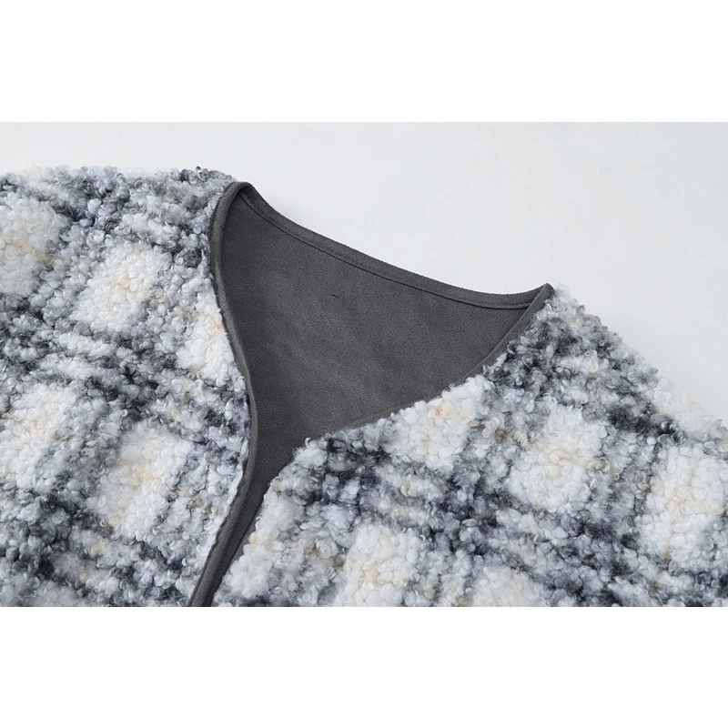 Women's Lamb Wool Jacket Plaid Retro Casual Large Profile 2021 Autumn Winter Warm Thin Hairy Women's Jacket All-match Loose Tops