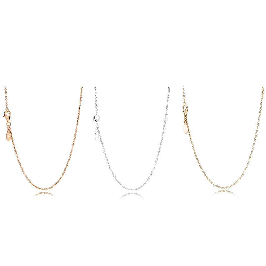 

925 Sterling Silver Basic Pendant Necklace Rose Gold Pendant Necklace Size 45CM - 90CM For Women Jewelry