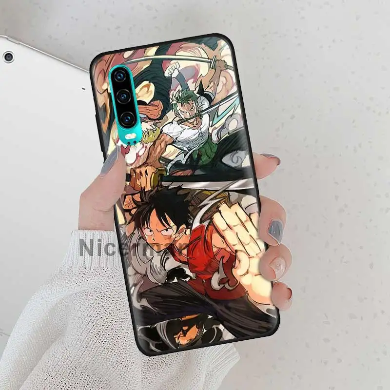 

Luffy Zoro One Piece Case for Huawei P20 Pro P40 Lite E P30 P Smart Plus Z 2019 Capas Black Silicone Phone Coque Shell