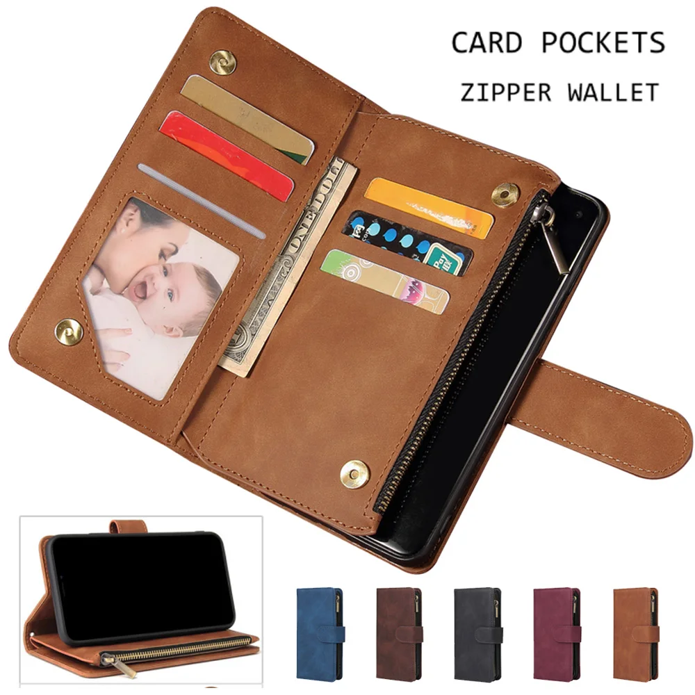

Luxury Leather Zipper Flip Wallet Case For OnePlus 7 Pro 5G/1+7Pro 5G GM1920 Case Magnetic Mobile Retro Flip Card Stand Cover