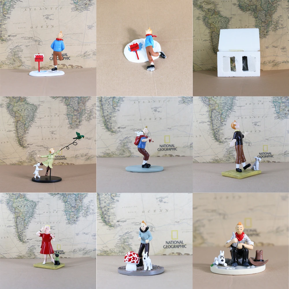 

Vogue Belgium Herge Comic Animation Les Aventures de Adventures of Tintin Milou Snowy Dupond et Dupont Figure Model Toy