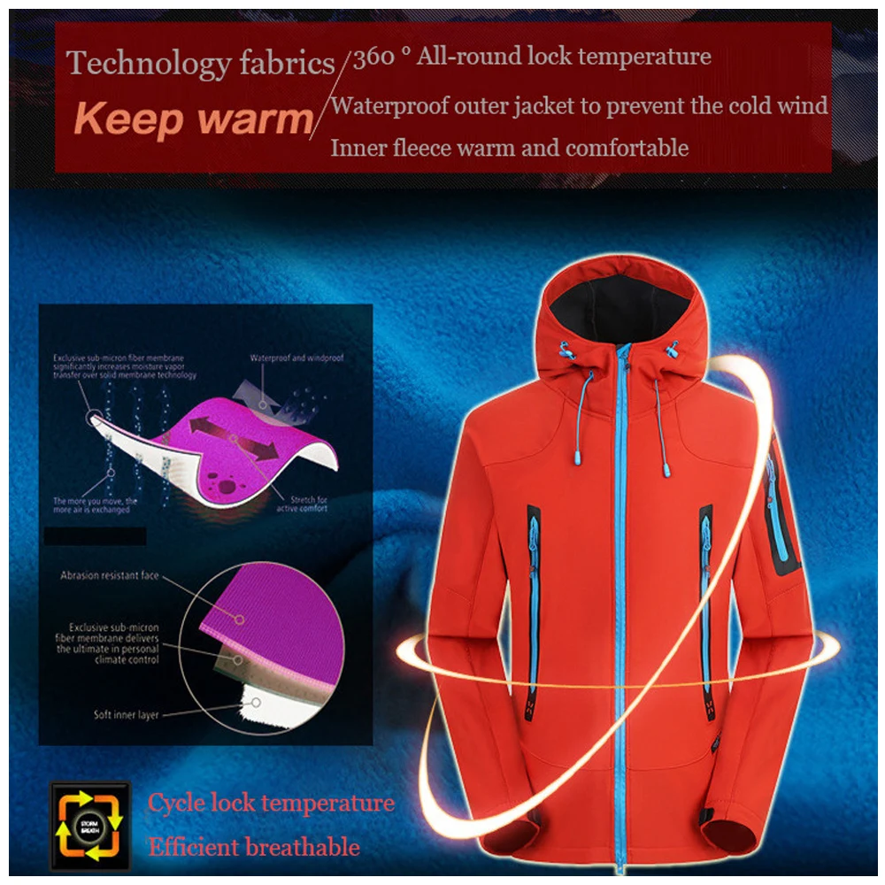 Мужская водонепроницаемая куртка для походов теплая флисовая софтшелл и брюки