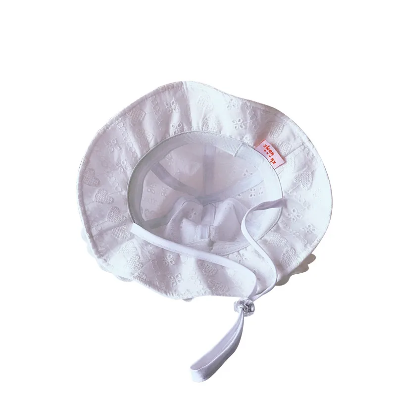 

2021 New Summer Baby Hat Kids Bucket Hat Fashion Lace White Princess Cap Summer Sun Protection Kids Cap Beach Hat for Baby Girl