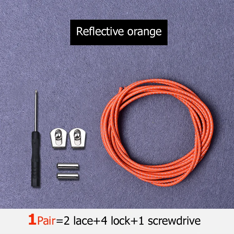 reflective orange Шнурки без завязок эластичные шнурки для обуви с металлическим замком для кроссовок, походных ботинок или спортивной обуви для бега и тенниса - Цвет: reflective orange