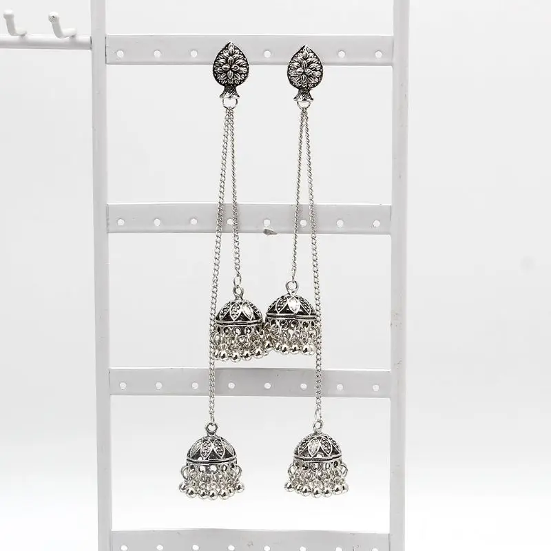Индийские винтажные цыганские сережки В Стиле Болливуда оксидированные