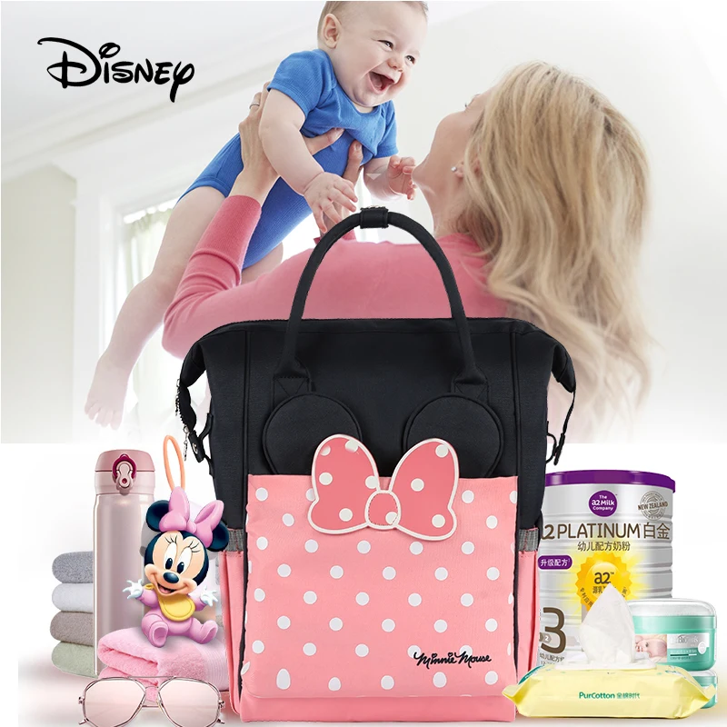 Disney USB Diaper Bag Backpack Mummy Maternity Nappy Bag Baby Bag  Baby Mickey Travel Nursing Bag Feeding Bottle Bags Backpack