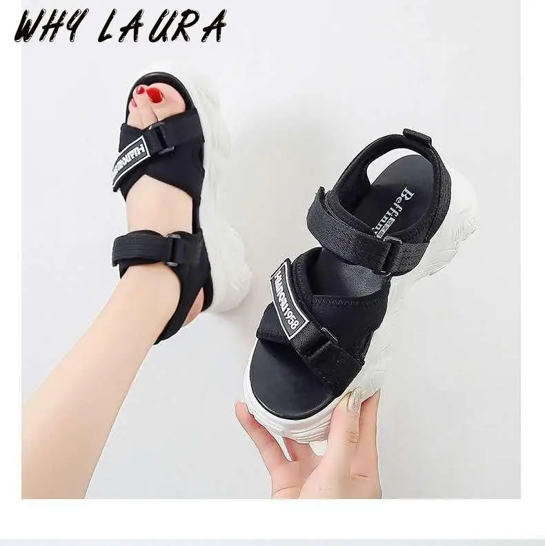 

Fashion Velcro Sandals Women's Shoes Leisure Outdoor Women Summer Place Toes Platform Beach Shoes Women's Shoes Sports Sandals