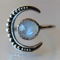 luxurious crescent women moonstones rings engagement wedding crystal ring girl jewelry gifts
