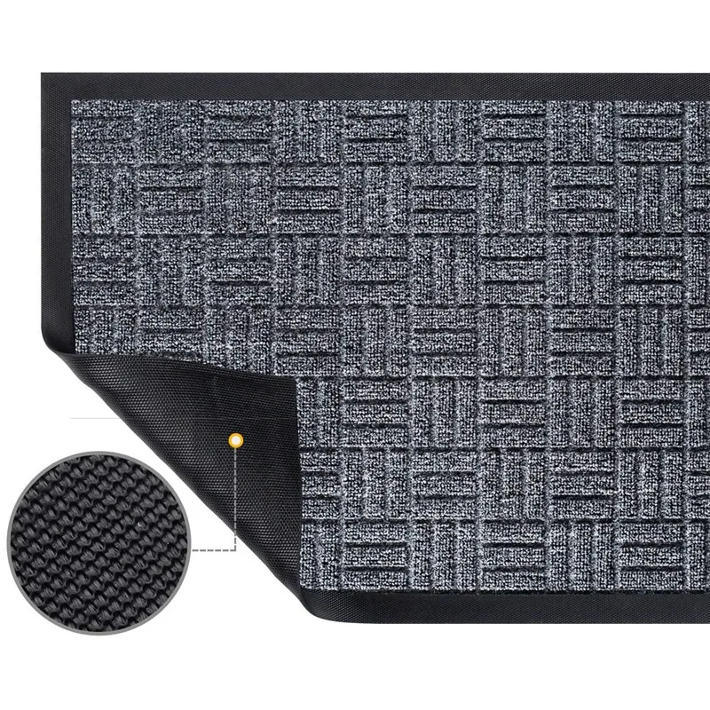 

Low Profile Door Mat, Non-Slip Welcome Mat Entrance Carpet, Easy to Clean, Grey