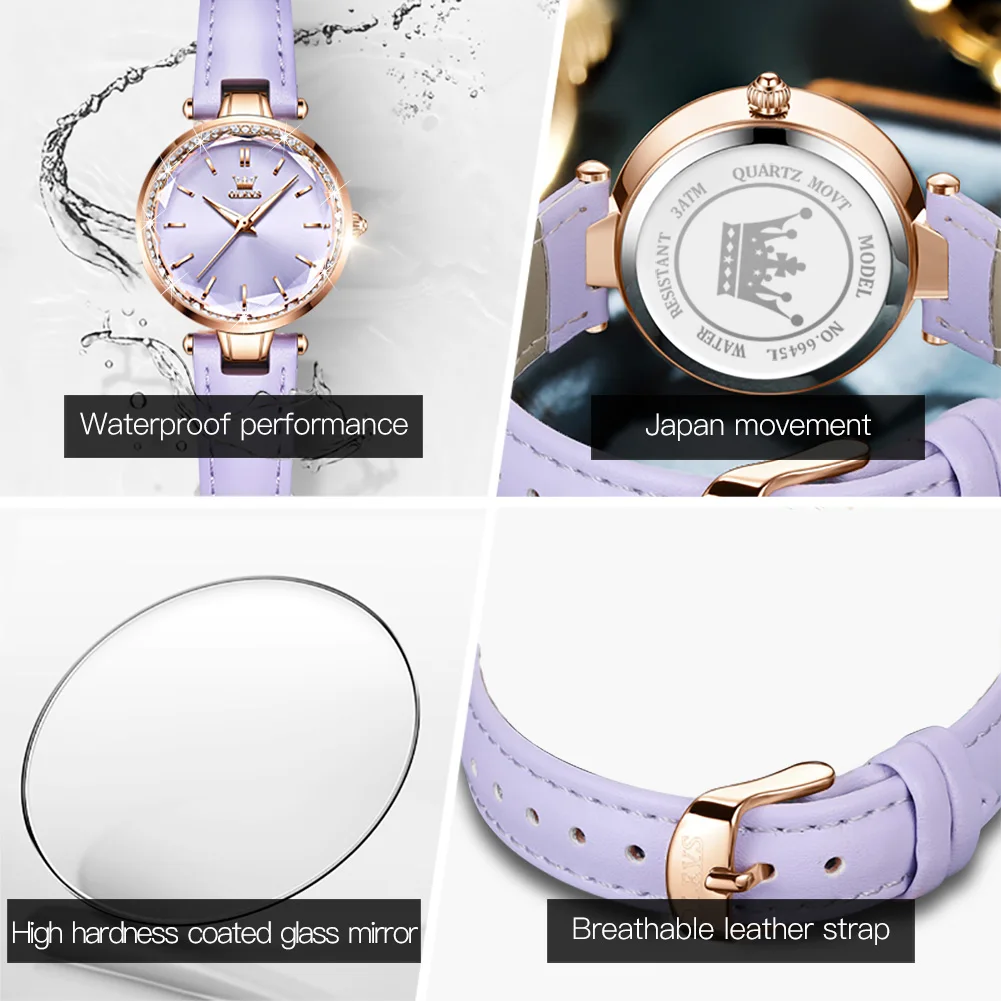 OLEVS Women Watches 2021 Luxury Rose Gold Ladies Wrist Watch Breathable Leather Strap Waterproof Quartz Watch Women Montre Femme enlarge