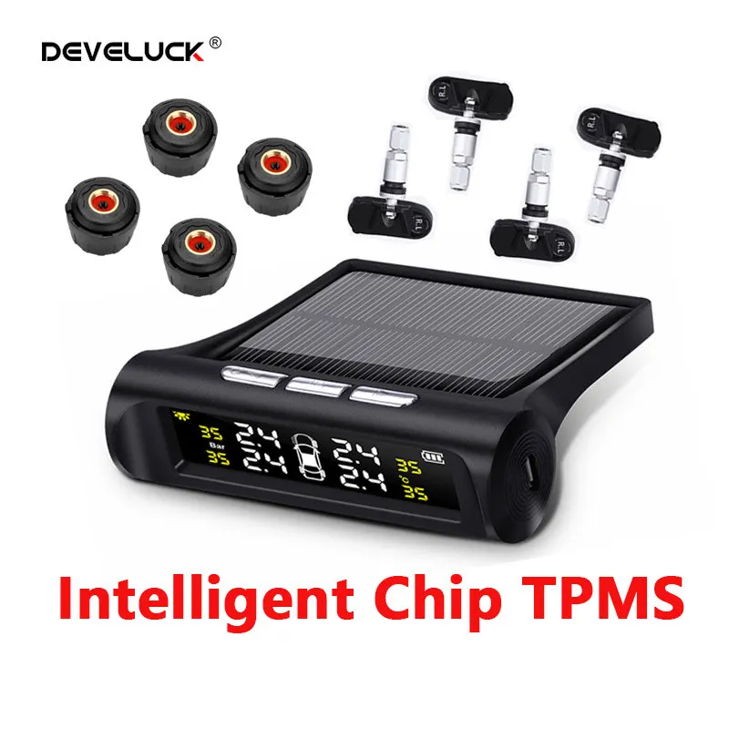 Автомобильный TPMS Тестер давления в шинах Develuck цифровой ЖК-дисплей HD беспроводной