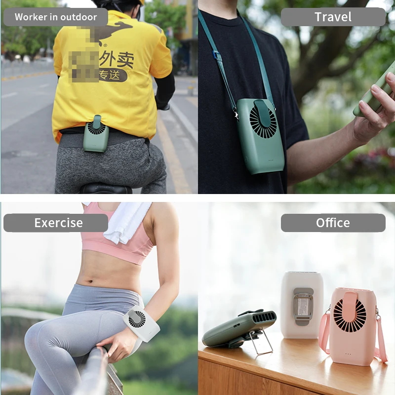 Портативный мини вентилятор подвесной с зарядкой от USB воздушный
