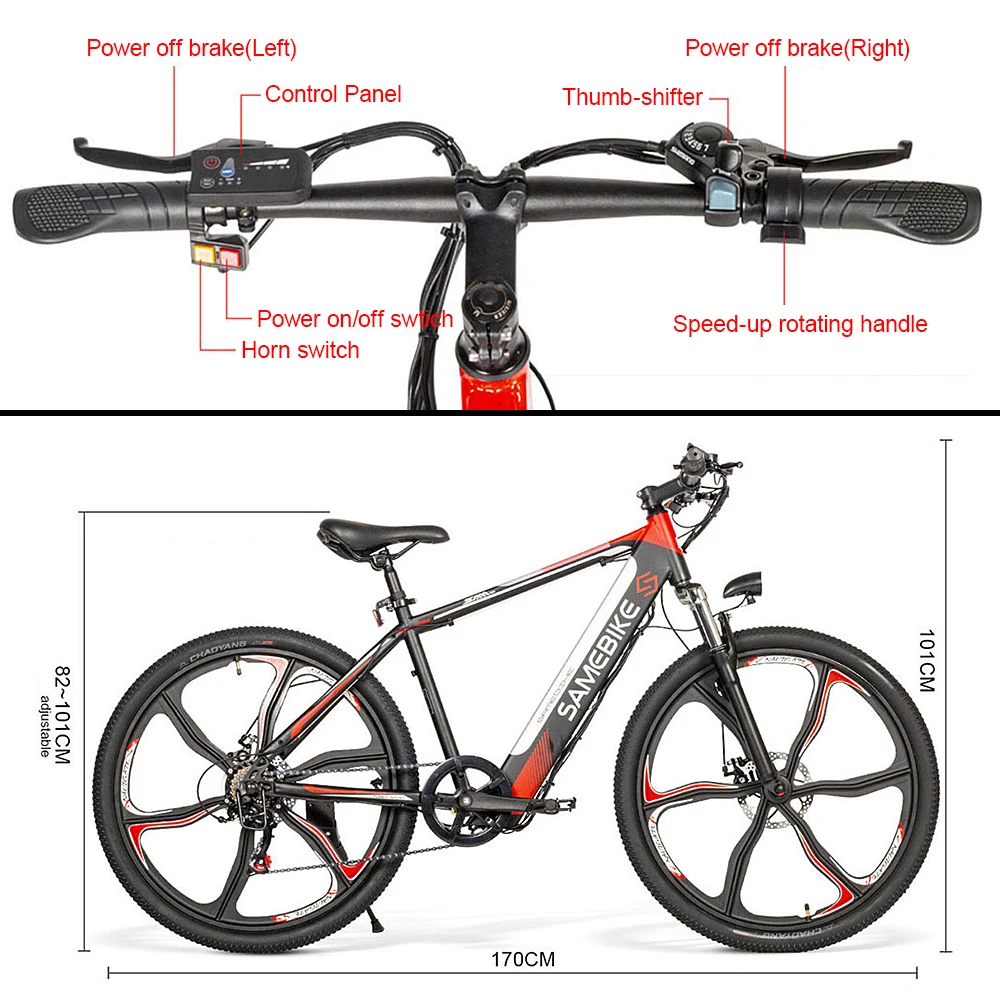Samebike 26 дюймов электрический велосипед с 350 Вт бесщеточный двигатель e двумя
