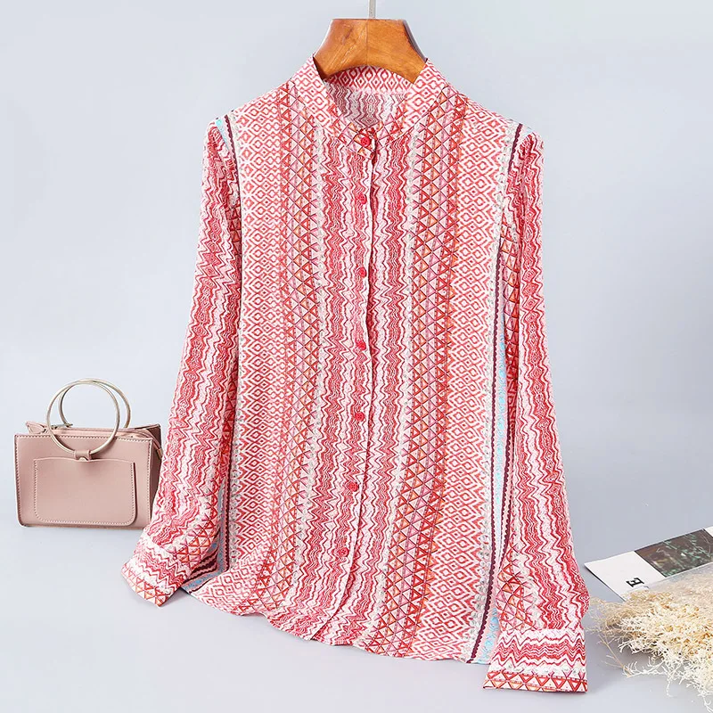 

New Shirts shirt women s volleyball button mulberry silk cardigan top women s early spring 2020 temperament