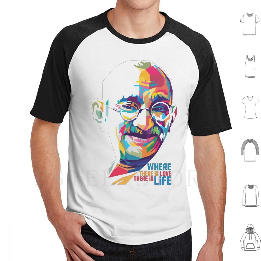 Mahatma Gandhi Pop Art Wpap Футболка с принтом хлопок Gandhi Hinduism Philoshophy Budha budhism слова Wisdom Love Life