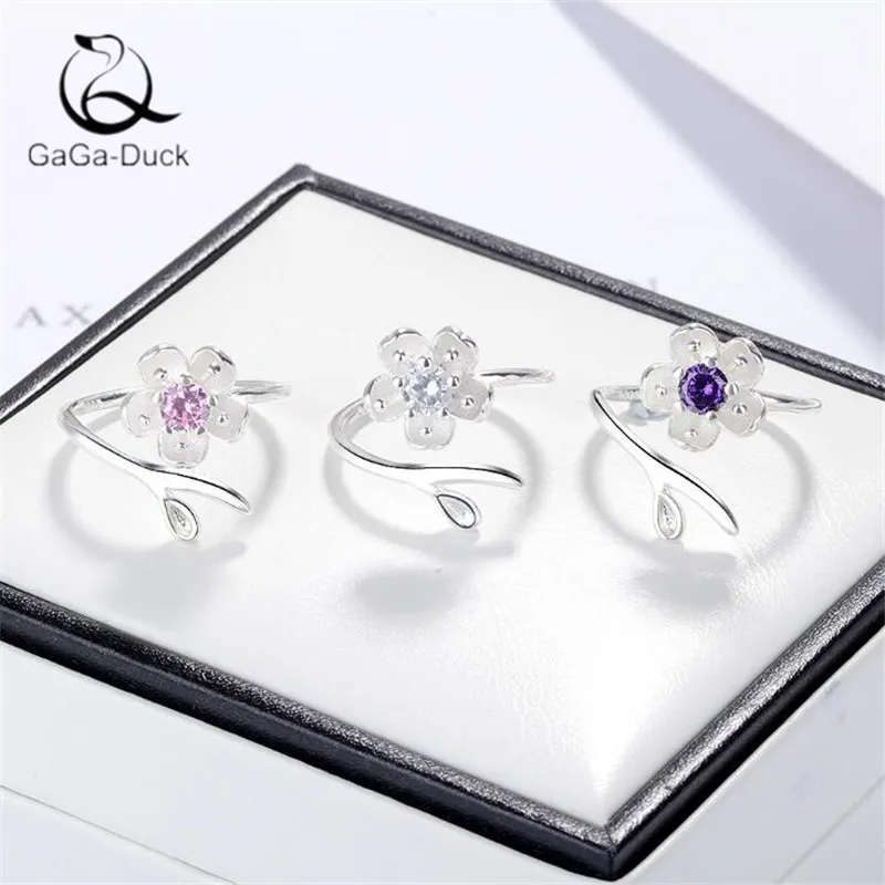 Женское кольцо из серебра 925 пробы с цветком вишни|Кольца| |