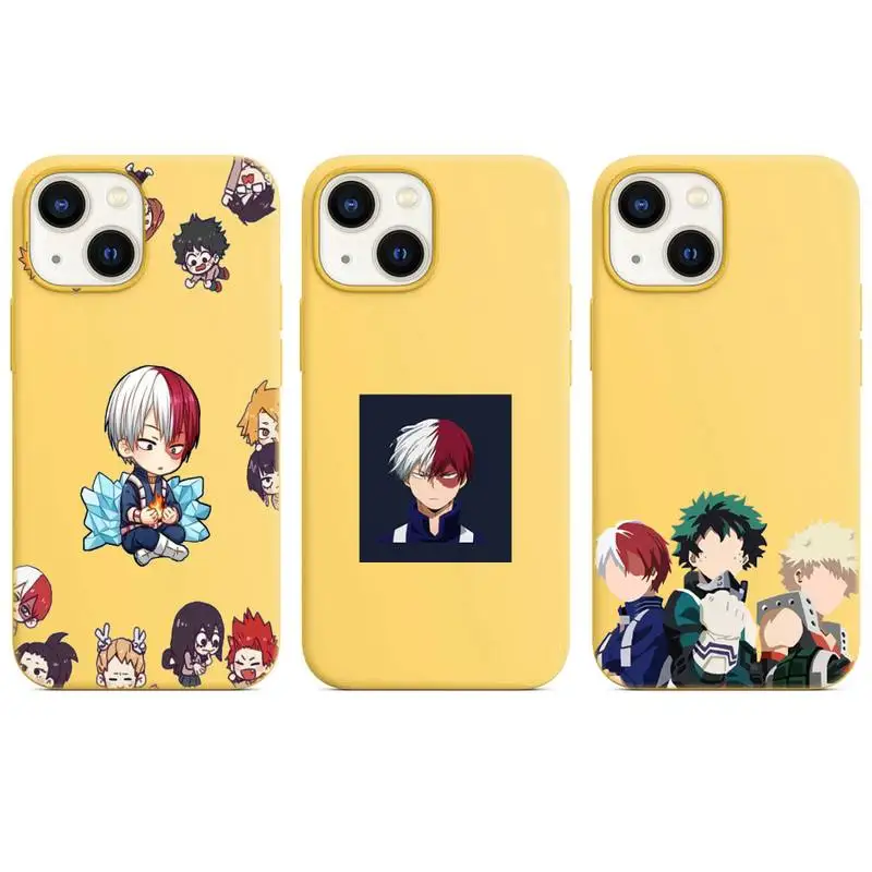 

My Hero Academia Phone Case for iphone 13 12 XS 11 pro max mini SE 2020 6 6s 7 8 plus X XR cases candy color yellow funda