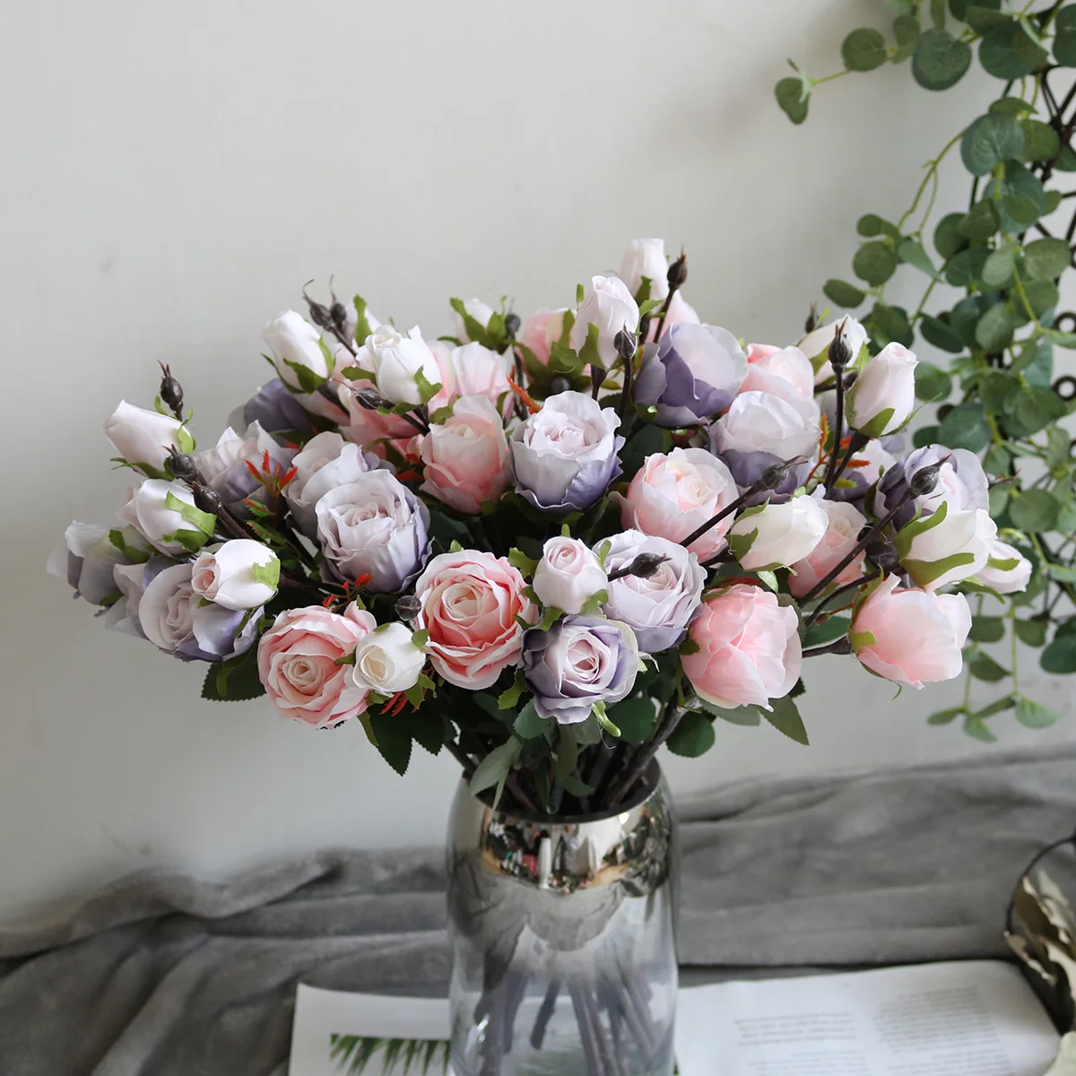 Имитация розы 3 головы в европейском стиле маленькая пасторальная хипстерская