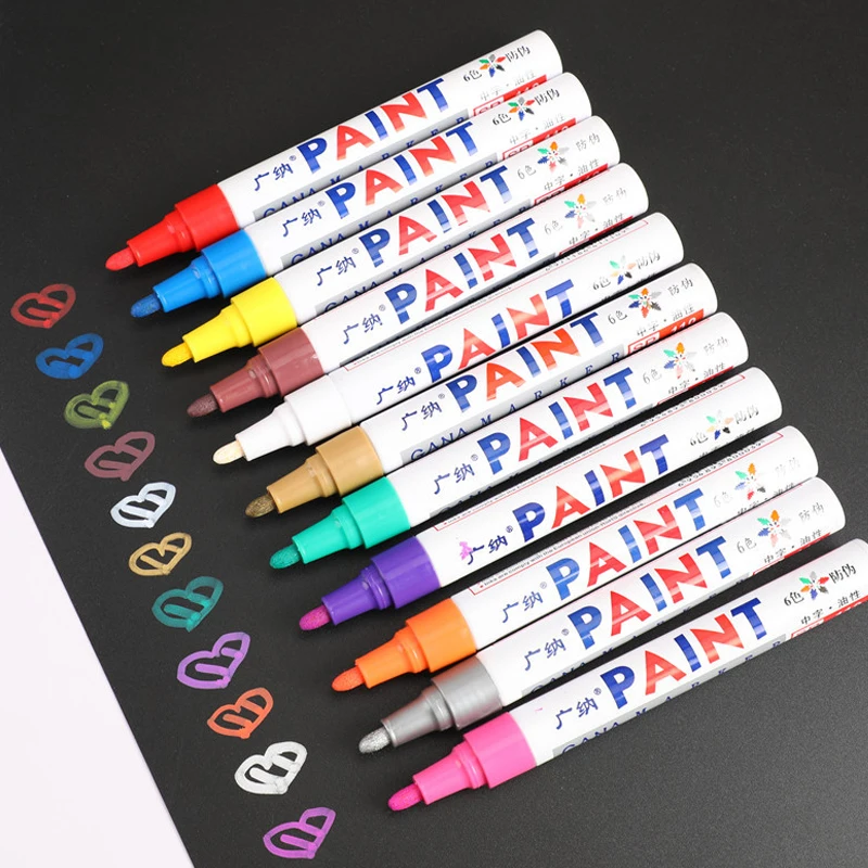 12 цветов Перманентный маркер ручка для краски водонепроницаемый металлический