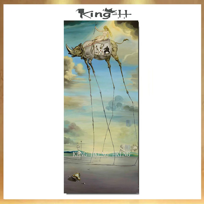 

New Hand Painted Spain Dali Oil Painting Abstract Elephant Home Decor For Living Room Animal Modern Canvas Paintings Unframed