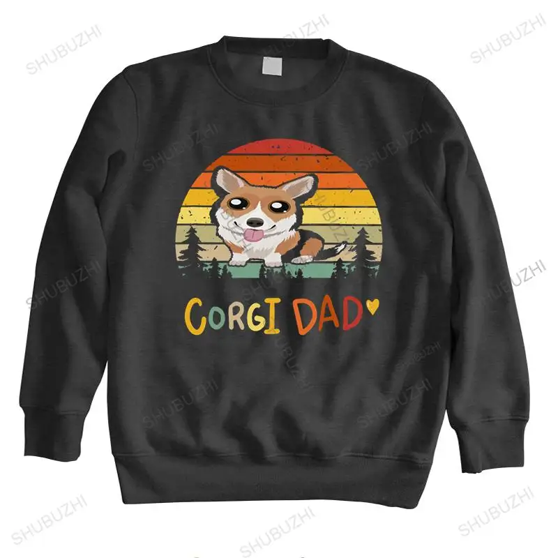 

Classic Retro Pembroke Welsh Corgi hoodies Men O-neck long sleeved Dog Lover Casual sweatshirt Pure Cotton Slim Fit hoody Gift