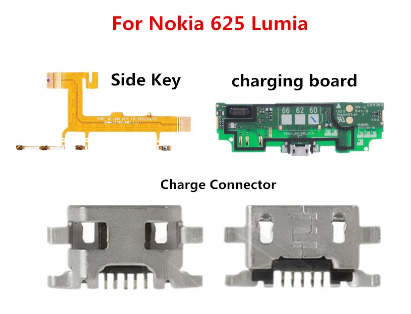 Гибкий кабель для Nokia 625 Lumia разъем зарядки Микрофон Разъем Боковая кнопка|Шлейфы