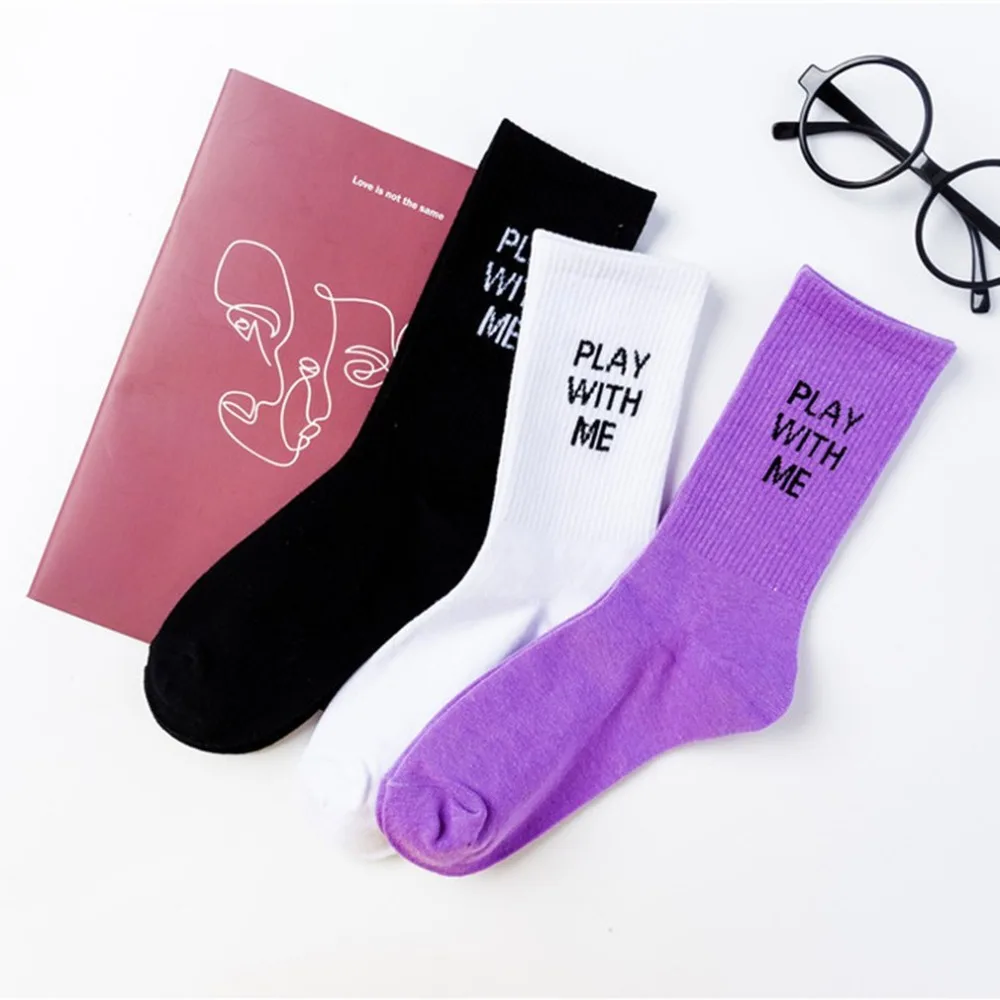 Корейские забавные Женские носочки играть со мной печатных дышащие мужские