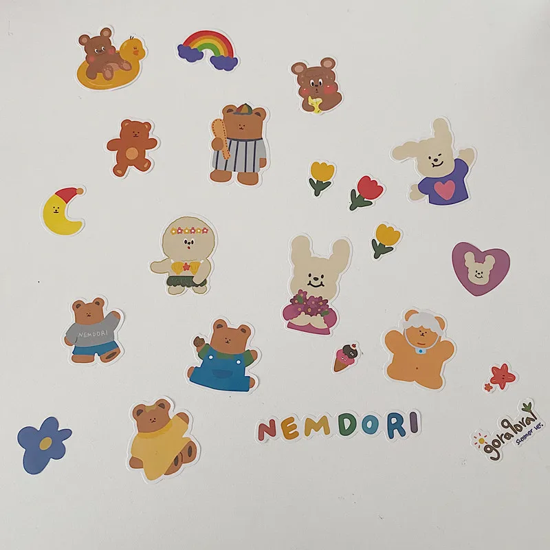 Милый мультяшный кролик медведь декоративная наклейка девушка ручная учетная