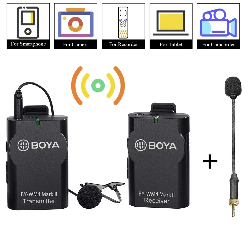 BOYA BY-WM4 Mark II BY-WM4 Pro K1/K2 беспроводной конденсаторный микрофон петличный нагрудный микрофон для интервью для камер iPhone Canon Nikon
